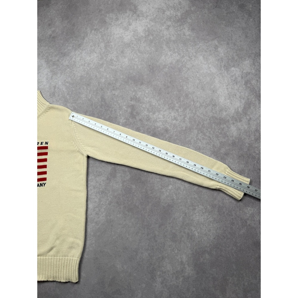 VTG Ralph Lauren Polo Jeans Co American Flag Mock Cotton Sweater Beige Womens S - Picture 7 of 13